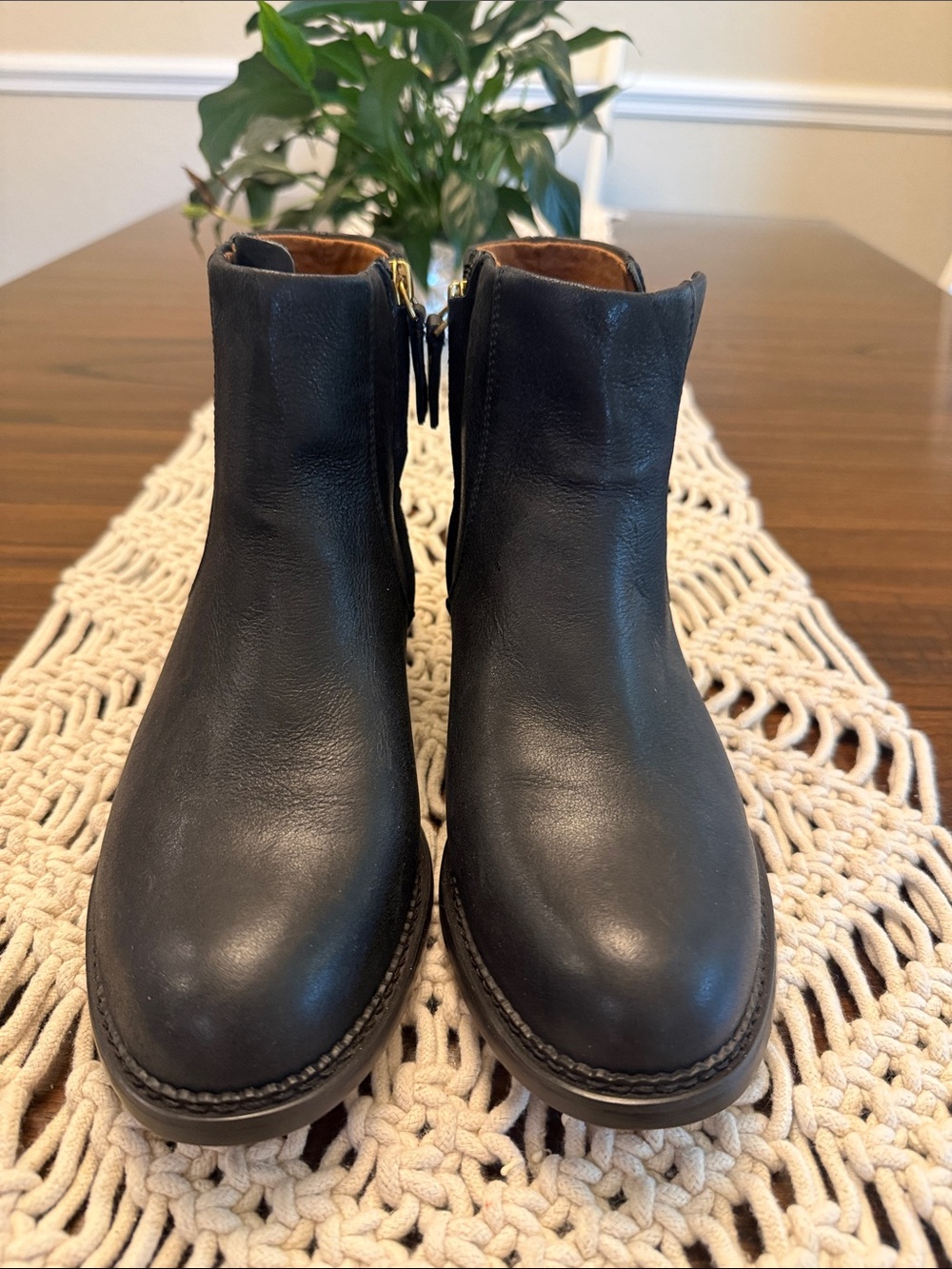 Franco Sarto Black Leather Ankle Booties with Side Zipper